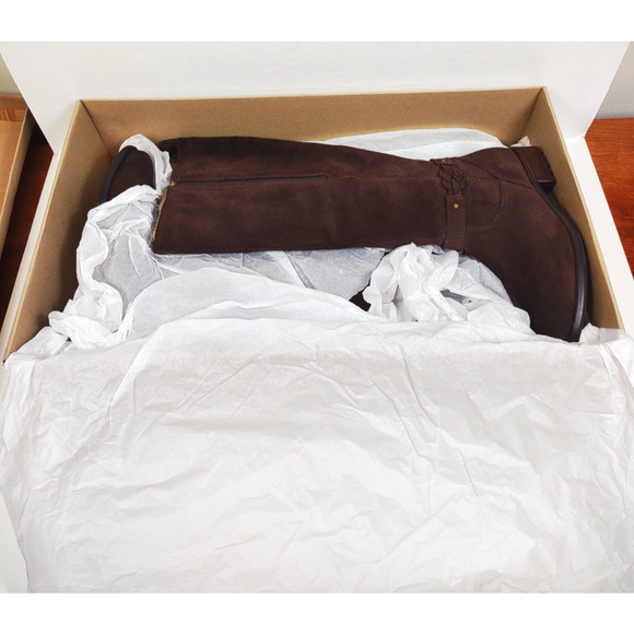 Clarks Plaza Media Rich Dark Brown Maroon Suede Knee Boots 8.5 Warm Lining - Picture 7 of 12